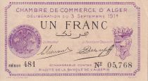 Algeria 1 Franc - Chambre de commerce of Alger - 1914 - Serial 481 - P.137-1