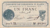 Algeria 1 Franc - Chambre de commerce of Alger - 1914 - Serial T.75 - P.137-4