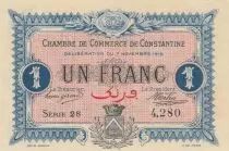 Algeria 1 Franc - Chambre de commerce of Constantine - 07-11-1916 - Serial 28