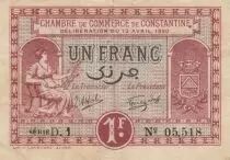 Algeria 1 Franc - Chambre de commerce of Constantine - 13-04-1920 - Serial D.1