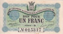 Algeria 1 Franc - Chambre de commerce of Constantine - 1915 - Serial B - P.140.4