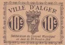 Algeria 10 Centimes - City of Alger - 1916 - AU - P.2