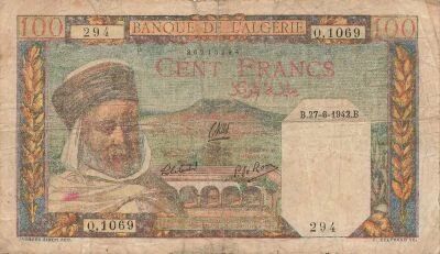 Algeria 100 Francs - Algerian - 27-06-1942 - P.85