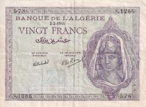 Algeria 20 Francs - Young woman - 02-02-1945- Serial S.1266 - P.92b