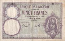 Algeria 20 Francs - Young woman - 10-09-1941 - Serial F.3519 - P.78c