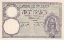 Algeria 20 Francs - Young woman - 11-01-1941 - Serial F.3319 - P.78c