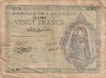 Algeria 20 Francs - Young woman - 22-02-1943 - P.92