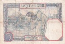 Algeria 5 Francs -  Young girl - 09-01-1941 - Serial R.4851 - F to VF - P.94a
