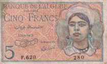 Algeria 5 Francs - Young girl - 08-02-1944  - Serial F.620 - F - P.94a
