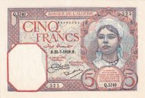 Algeria 5 Francs - Young girl - 22-07-1929 - Serial Q.3740
