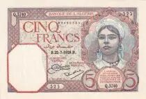 Algeria 5 Francs - Young girl - 22-07-1929 - Serial Q.3740