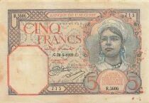 Algeria 5 Francs - Young Woman - 29-05-1929 - P.77a