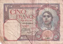 Algeria 5 Francs Girl with kerchief - 1933 - P.77a -F