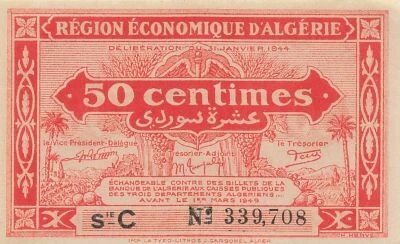 Algeria 50 Centimes - 31-01-1944 - Serial C - P.97a