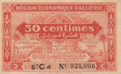 Algeria 50 Centimes - 31-01-1944 - Serial C4 - P.97a