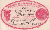 Algeria 50 Cents - Chambre de commerce of Alger - 1919 - Serial P.309 - P.137-11