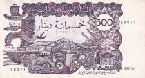 Algeria 500 Dinars - Vue of the city - Galleon and fortress - 1970 - Serial Q.016 - P.129
