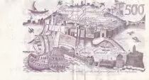 Algeria 500 Dinars - Vue of the city - Galleon and fortress - 1970 - Serial T.014 - P.129