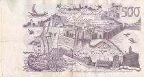 Algeria 500 Dinars - Vue of the city - Galleon and fortress - 1970 - Serial Y.011 - P.129