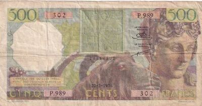 Algeria 500 Francs - Bacchus - Lumberjacks - February 20, 1956 - Series P.989