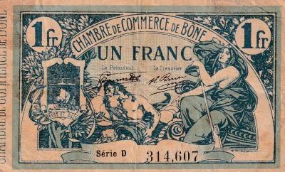 Alg�rie - Administration fran�aise 1 Franc  - Chambre de Commerce de B�ne - 10-07-1917 - S�rie D