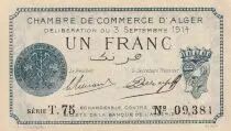 Alg&eacute;rie 1 Franc - Chambre de commerce d\'Alger - 1914 - S&eacute;rie T.75 - P.137-4