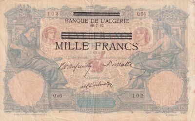 Alg�rie 1000 Francs - 16-07-1892 (1942-1943) - S�rie Q.54