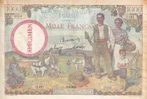 Alg&eacute;rie 1000 Francs - Famille coloniale fran&ccedil;aise - Sp&eacute;cimen ND (1940) - Kol.431-S1
