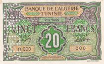 Algérie 20 Francs - Vert - Spécimen - ND (1948) - Kol.11-S2