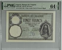 Algérie 20 Francs Jeune Femme - 1928 - P.78b - PMG 64 EPQ - Série H.2815