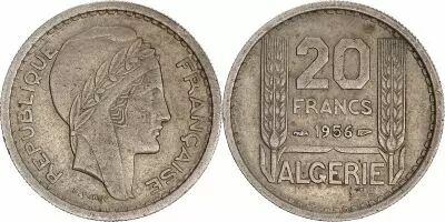 Alg�rie 20 Francs R�publique Fran�aise - Turin 1956
