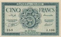 Alg&eacute;rie 5 Francs - 16-11-1942 - P.91