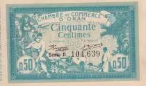 Alg&eacute;rie 50 Centimes - Chambre de commerce d\'Oran - 1915 - S&eacute;rie D - P.141.1