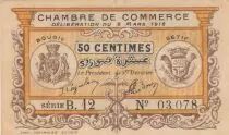 Alg&eacute;rie 50 Centimes - Chambre de commerce de Bougie-S&eacute;tif - 09-03-1918 - S&eacute;rie B.12
