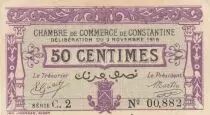 Alg&eacute;rie 50 Centimes - Chambre de commerce de Constantine - 03-11-1919 - S&eacute;rie C.2