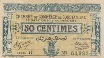 Alg&eacute;rie 50 Centimes - Chambre de commerce de Constantine - 12-10-1916 - S&eacute;rie 6