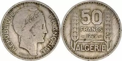 Alg�rie 50 Francs R�publique Fran�aise - Turin 1949