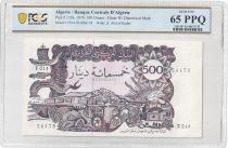 Algérie 500 Dinars - Vue de la ville - Galion et forteresse - 1970 - Série F.014 - PCGS 65 PPQ