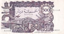Algérie 500 Dinars - Vue de la ville - Galion et forteresse - 1970 - Série M.018 - P.129