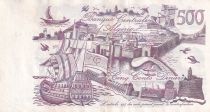 Algérie 500 Dinars - Vue de la ville - Galion et forteresse - 1970 - Série M.018 - P.129