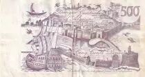 Algérie 500 Dinars - Vue de la ville - Galion et forteresse - 1970 - Série V.016 - P.129