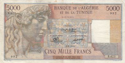 Algérie 5000 Francs Apollon - Arc de Triomphe de Trajan - 03-08-1950 -  Série B.623