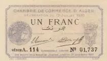 Algerien 1 Franc - Chambre de commerce of Alger - 13-07-1920 - Serial A.114