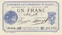 Algerien 1 Franc - Chambre de commerce of Alger - 13-07-1920 - Serial A.46