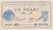 Algerien 1 Franc - Chambre de commerce of Alger - 1919 - Serial P.408 - P.137-12