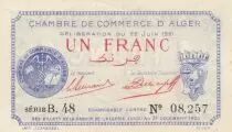 Algerien 1 Franc - Chambre de commerce of Alger - 22-06-1921 - Serial B.48