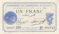 Algerien 1 Franc - Chambre de commerce of Alger - 25-06-1919 - Serial P.237