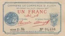 Algerien 1 Franc - Chambre de commerce of Alger - 31-01-1923 - Serial D.34