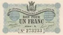 Algerien 1 Franc - Chambre de commerce of Constantine - 01-05-1915 - Serial A