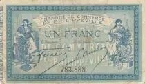 Algerien 1 Franc - Chambre de commerce of Philippeville - 10-11-1914 - Serial 783.888